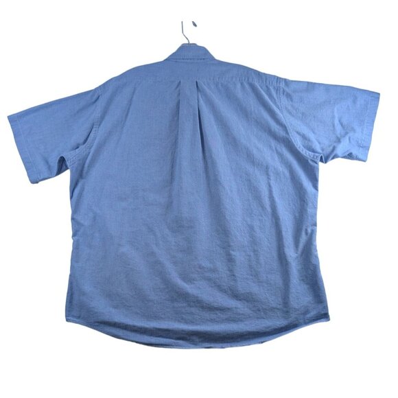 VTG LL Bean Mens Blue Short Sleeve Button-Up Shirt Size 17 1/2 USA Single Stitch - Picture 2 of 9